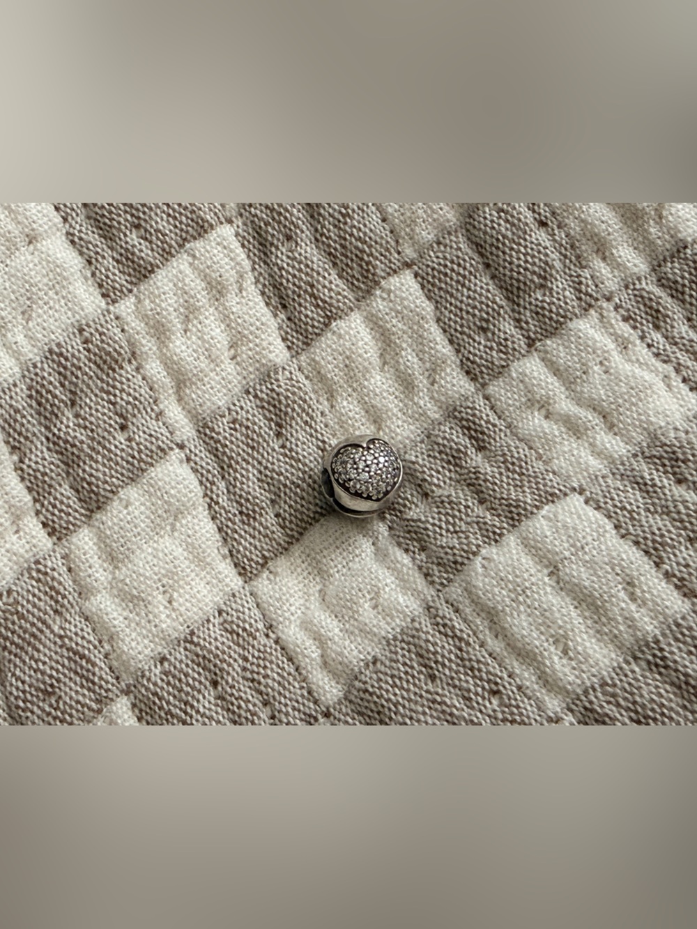 Pandora Silver Heart Charm with Clear Stones